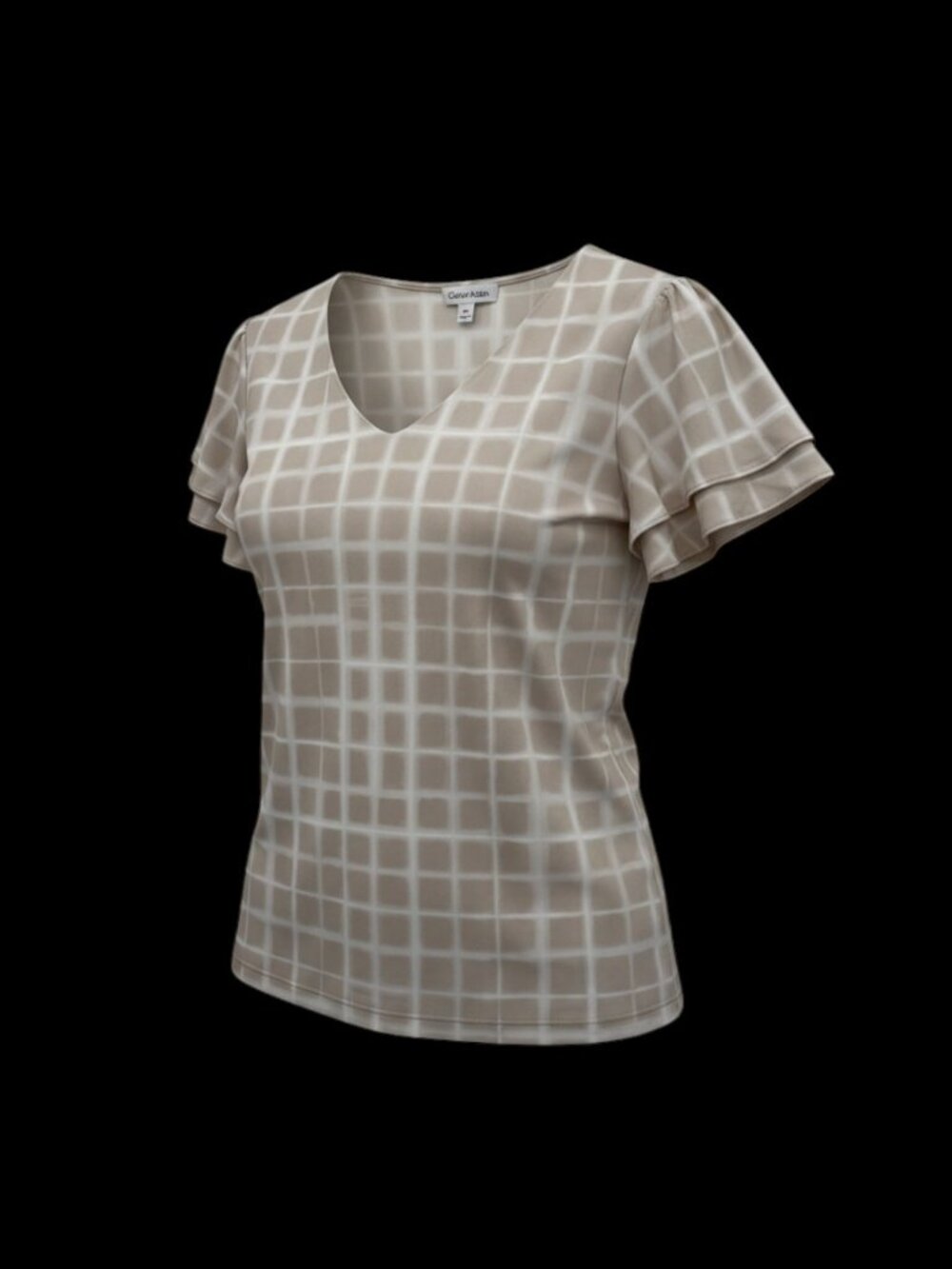 Calvin Klein Silver Logo Short Sleeve Top - Picture 1 of 5